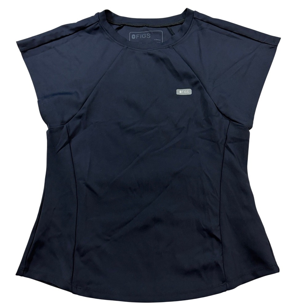 Figs Alice Crewneck Scrub Top Navy Blue Womens XS Formx Short Sleeve 1002148